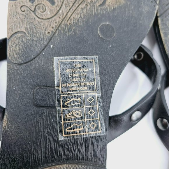 Pierre Dumas Limit Flat Slip On Thong Flip Flops Sandals 10 M Black Faux Leather - Picture 2 of 13